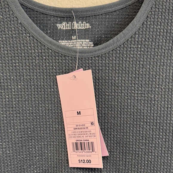 Wild Fable Dark Blue Textured Crop Top - Picture 2 of 5